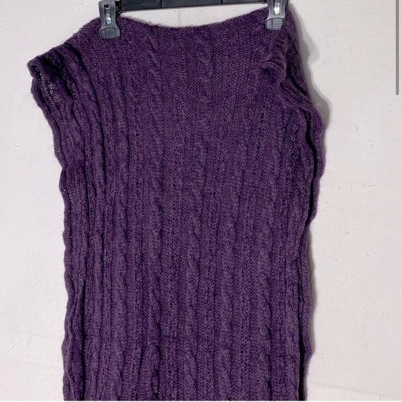 Holt Renfrew Purple Acrylic Mohair Wool Long Cable Knit  Scarf - Picture 4 of 13